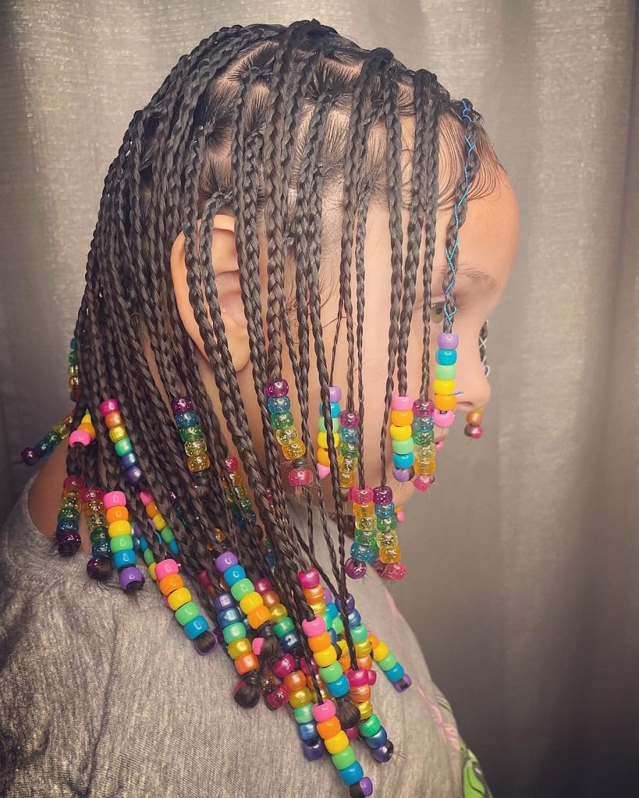 short knotless braids with beads for kids