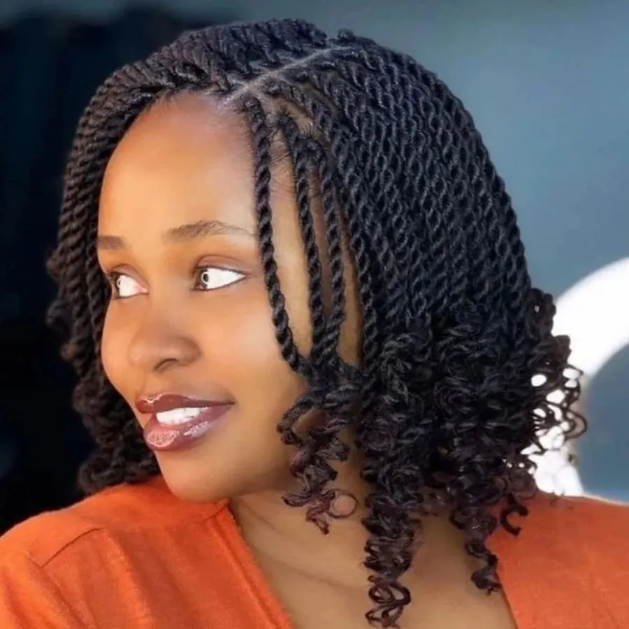 short knotless twists braids with curly ends