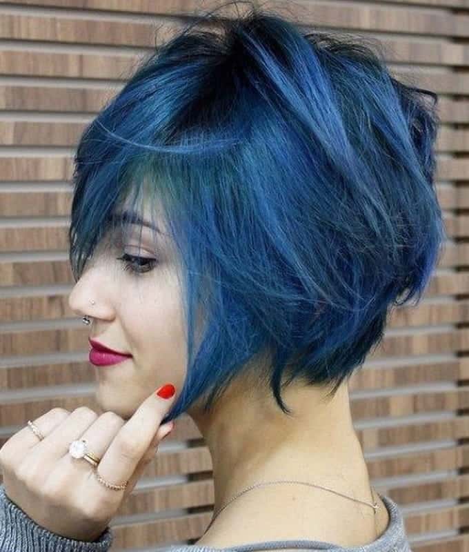 short layered blue hair