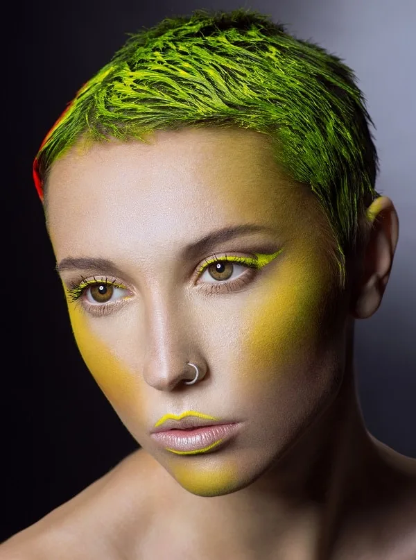 short lime green hair