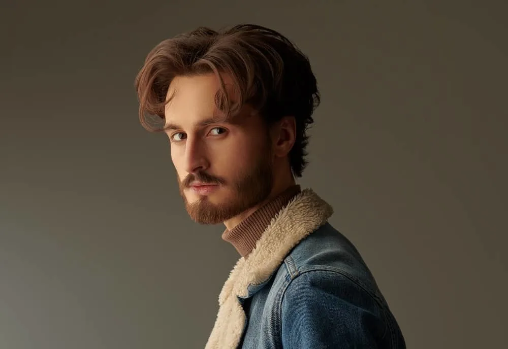 short middle part hair with beard