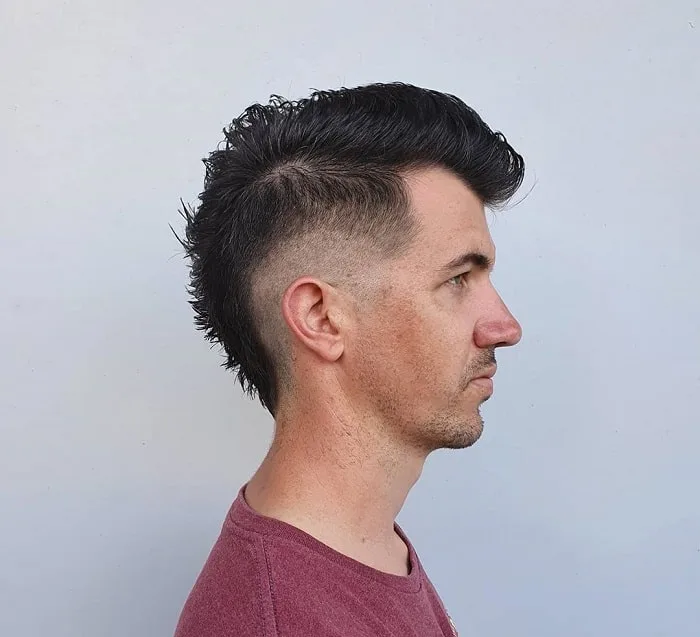 short mohawk with undercut and fade