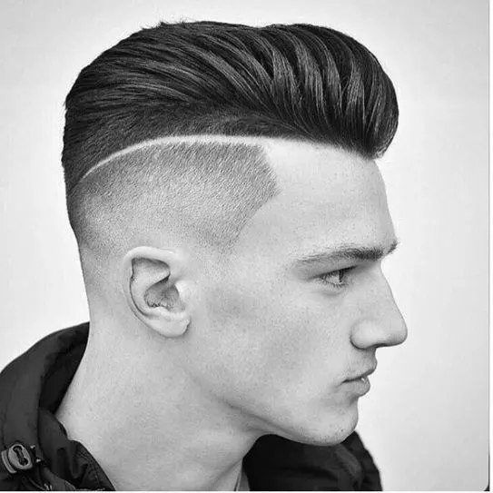 short mohawk fade with design