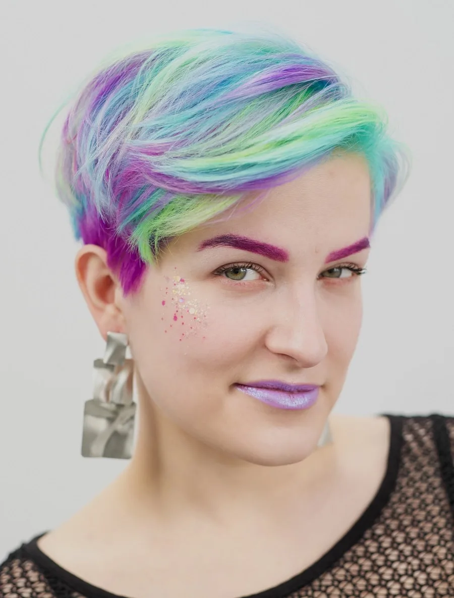 short multicolored hair