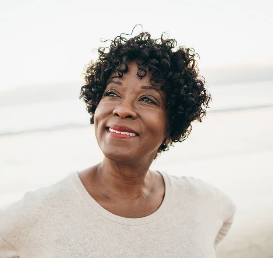 short natural curly hair for older black women