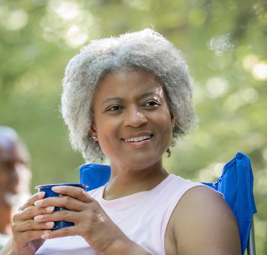 short natural hair bob for older black women