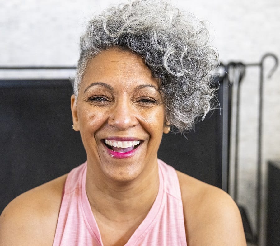 short natural hair undercut for older black women