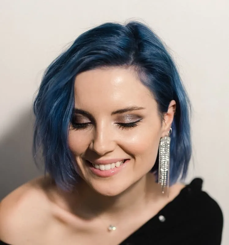 short navy blue hair