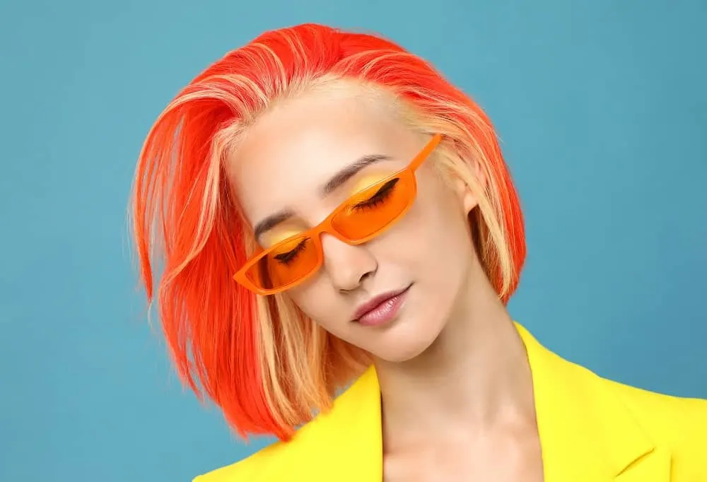 short orange hair with blonde streaks