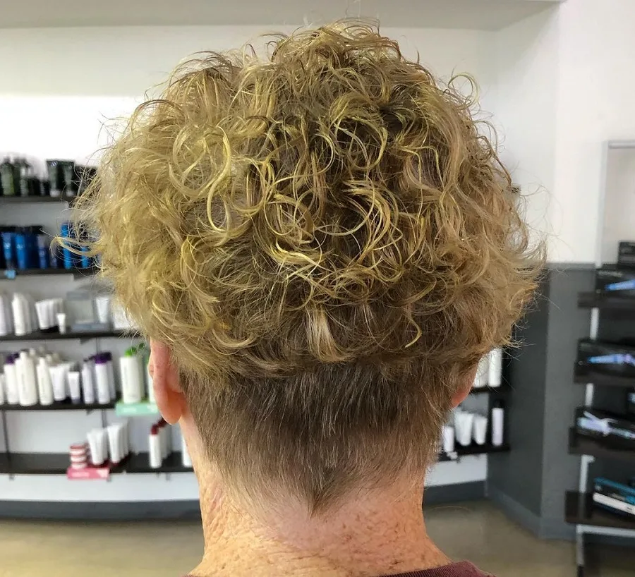 short permed hair with undercut for women over 60