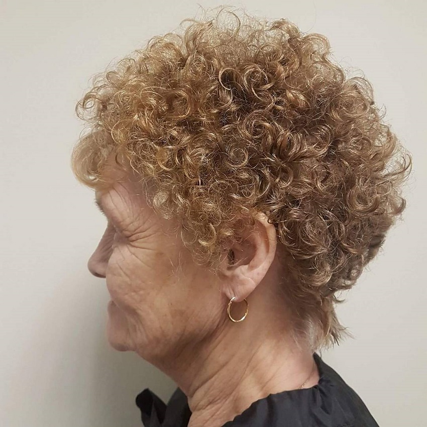 short tight curly permed hair for women over 60