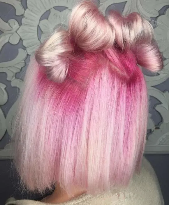 Pink And White Short Hairstyle