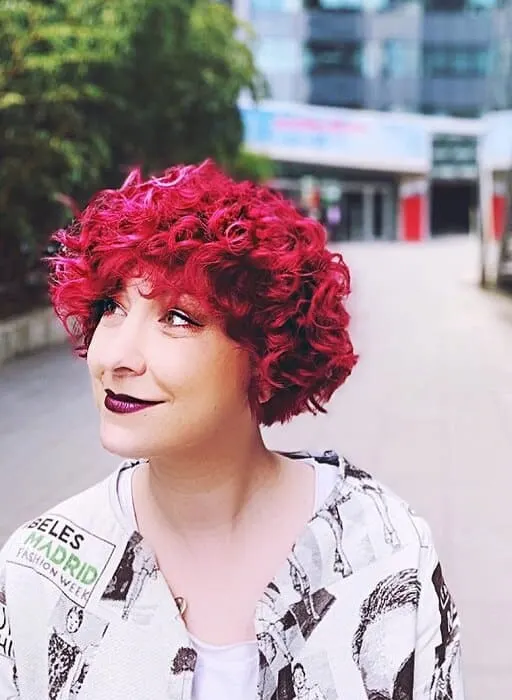 curly short pink hair