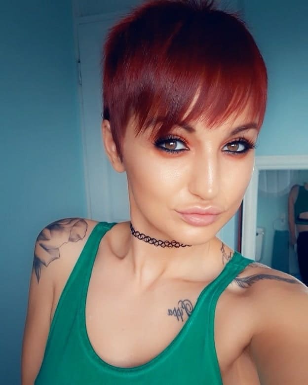 short red pixie cut