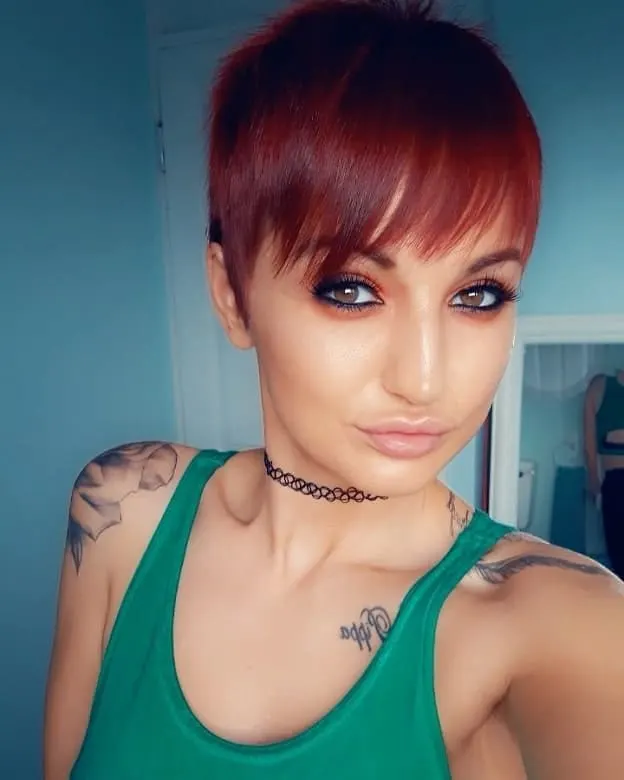 short red pixie cut