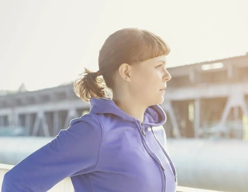 short ponytail with bangs