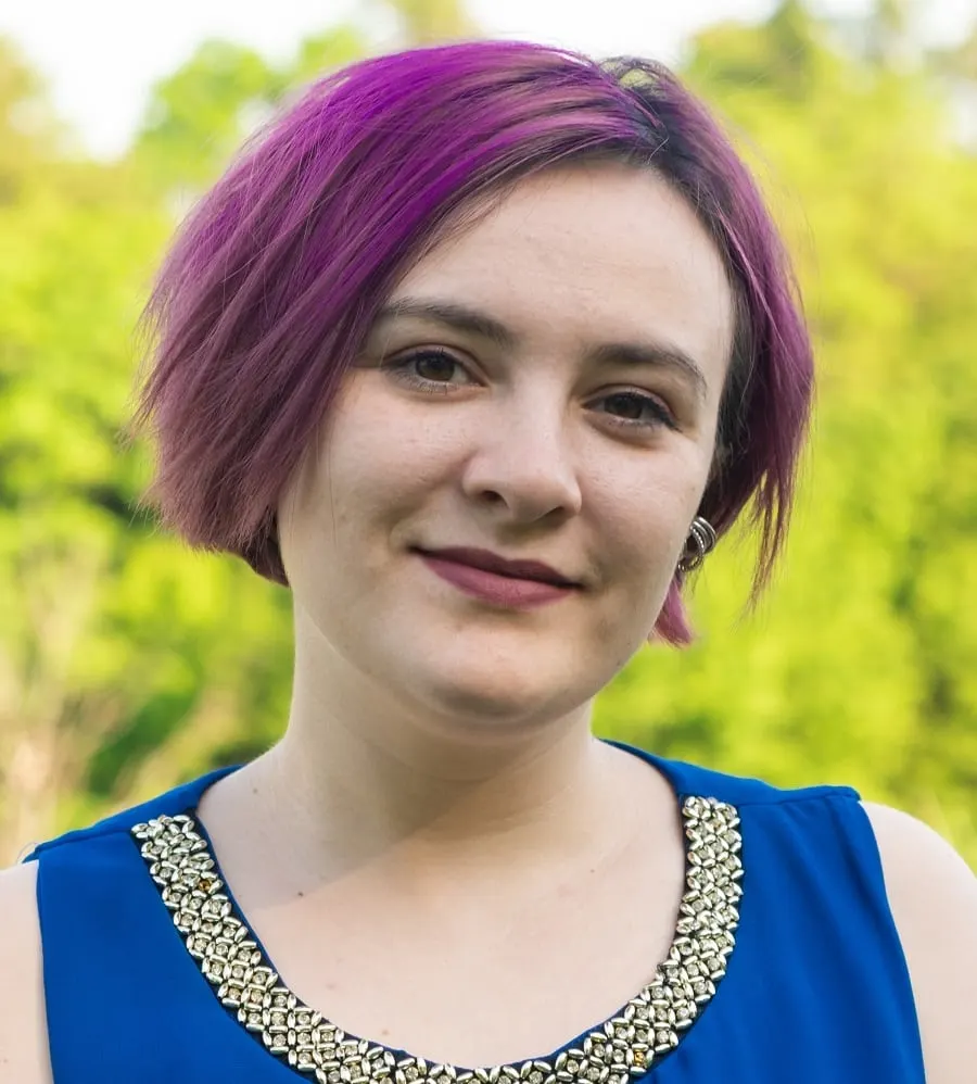 short purple hair for fat face and double chin
