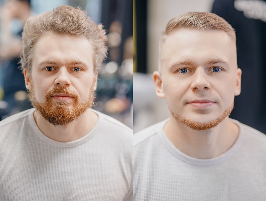 short red beard before and after look