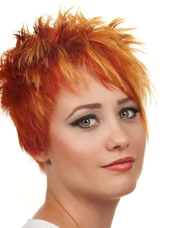 red hair with black and blonde highlights