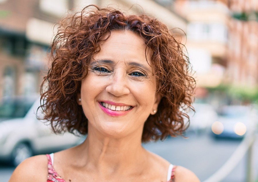short red perm hair for women over 50
