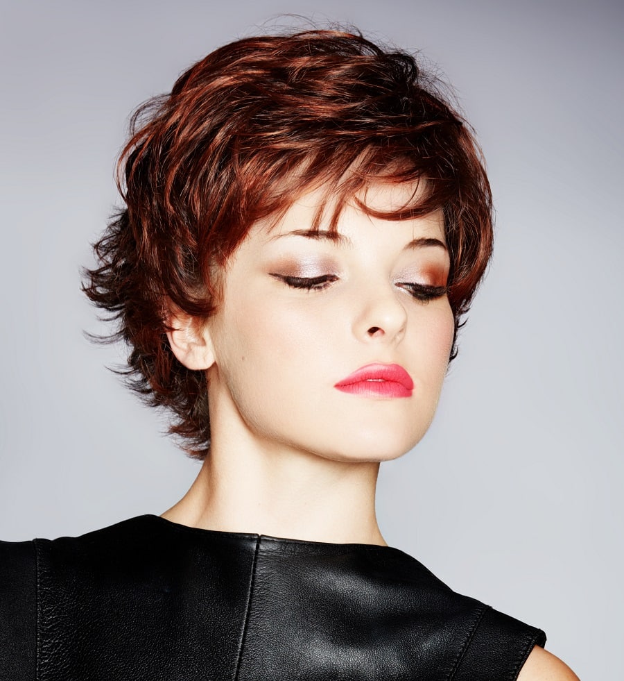 short red shaggy pixie for women