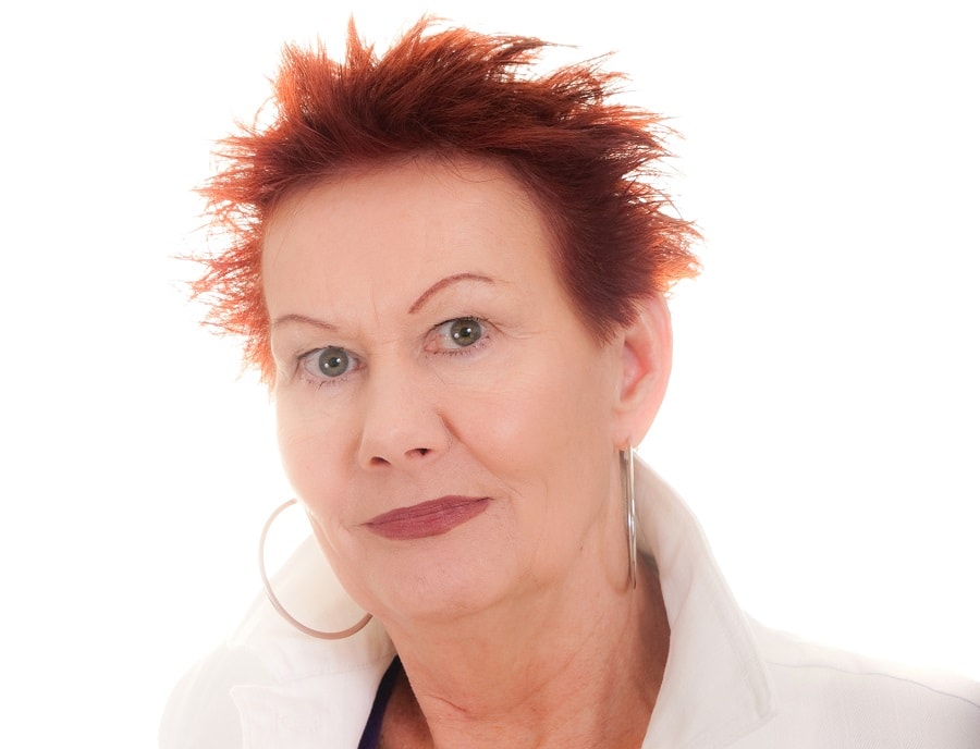 short red spiky hairstyle over 70