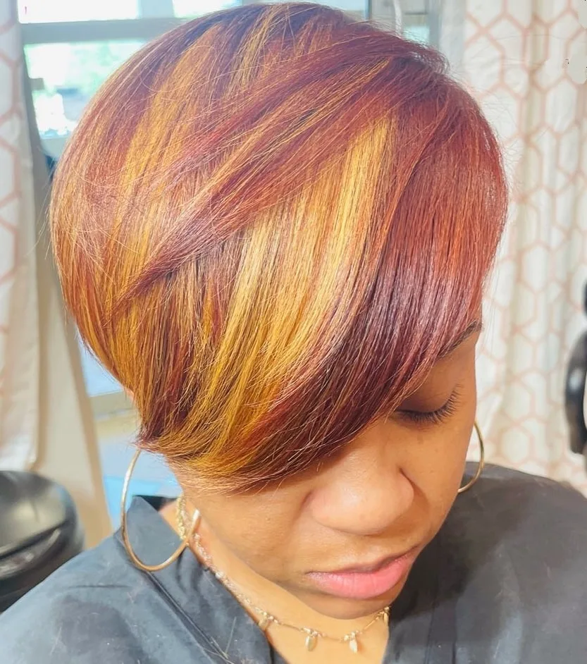 short relaxed balayage hairstyle for black women