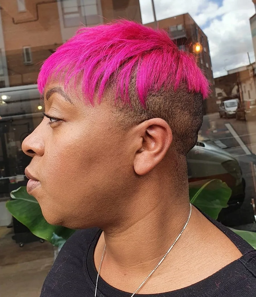 short relaxed pink hair for black women
