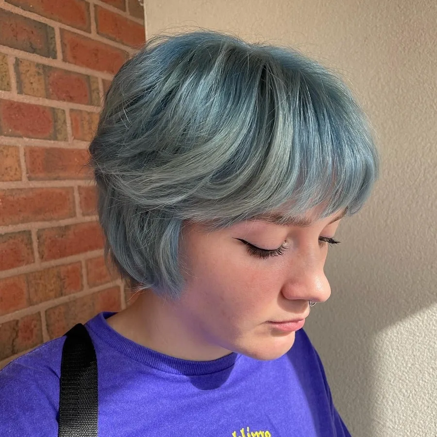 short silver blue hair