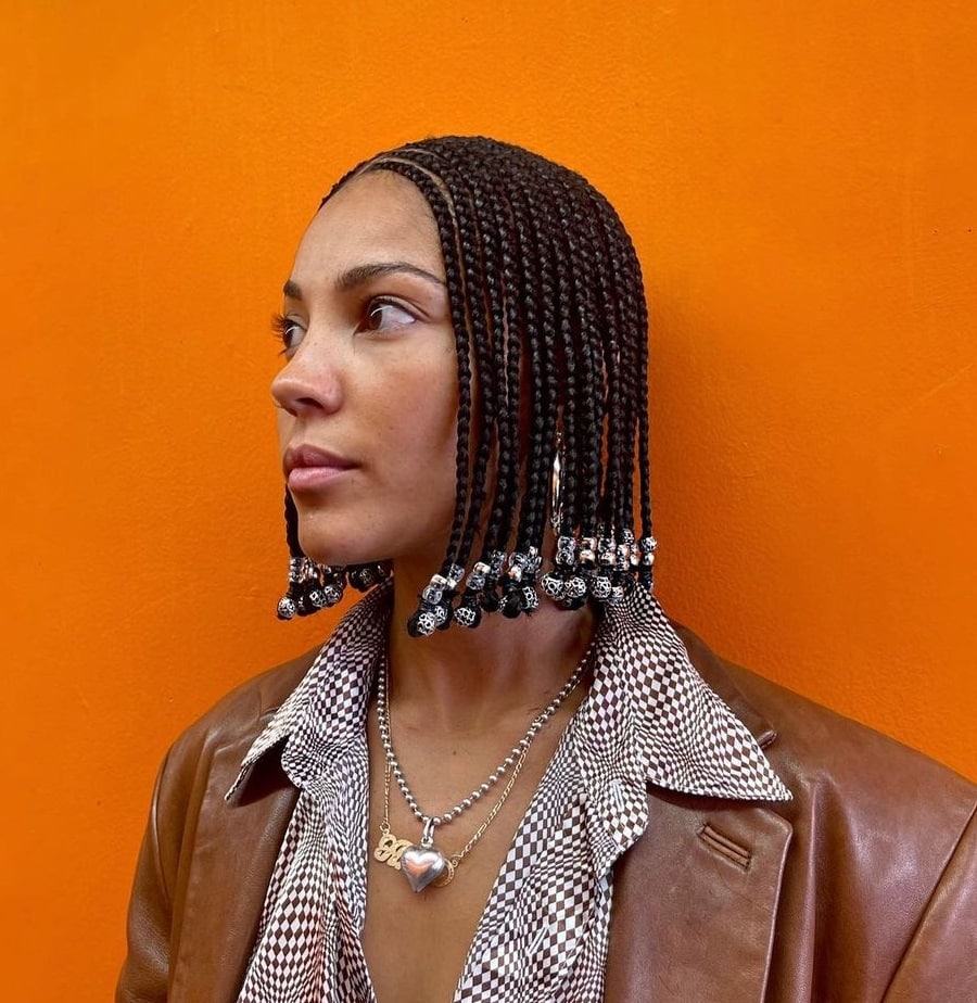 short small knotless braids with beads