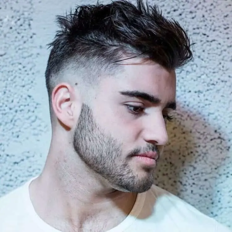 short spiky hair with low fade 