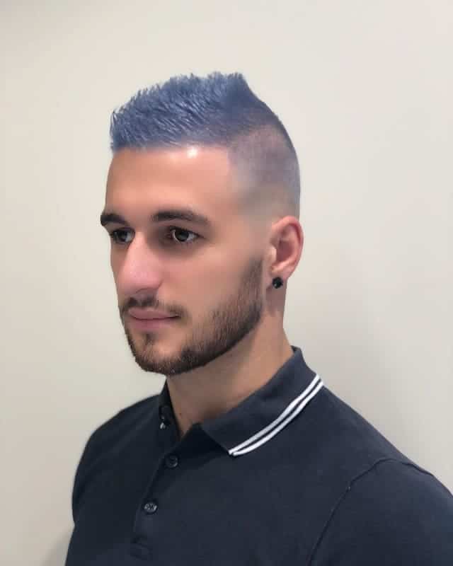 dyed short spikes hair with side shaved 