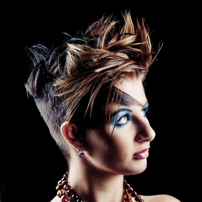 short spiky hair with highlights