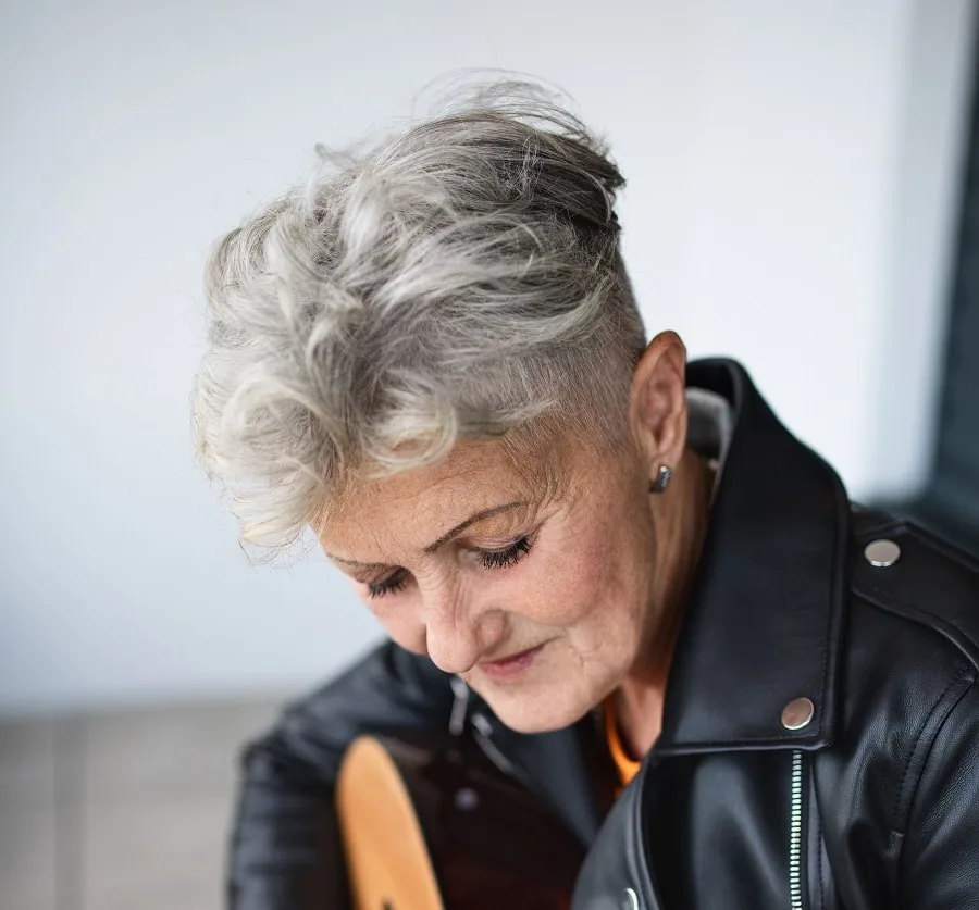 short spiky hair with undercut for women over 50