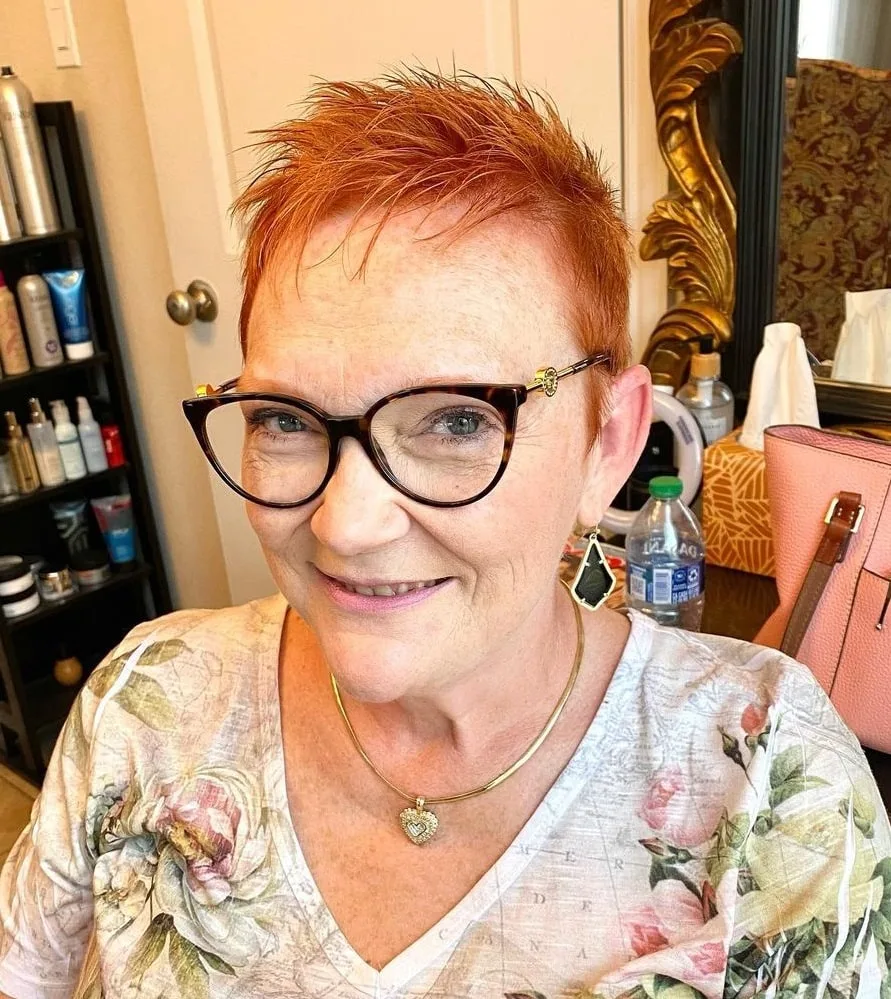 Short and spiky haircut over 70 with thin hair