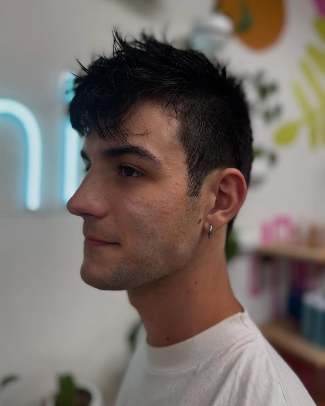 short spiky haircut with bangs for men