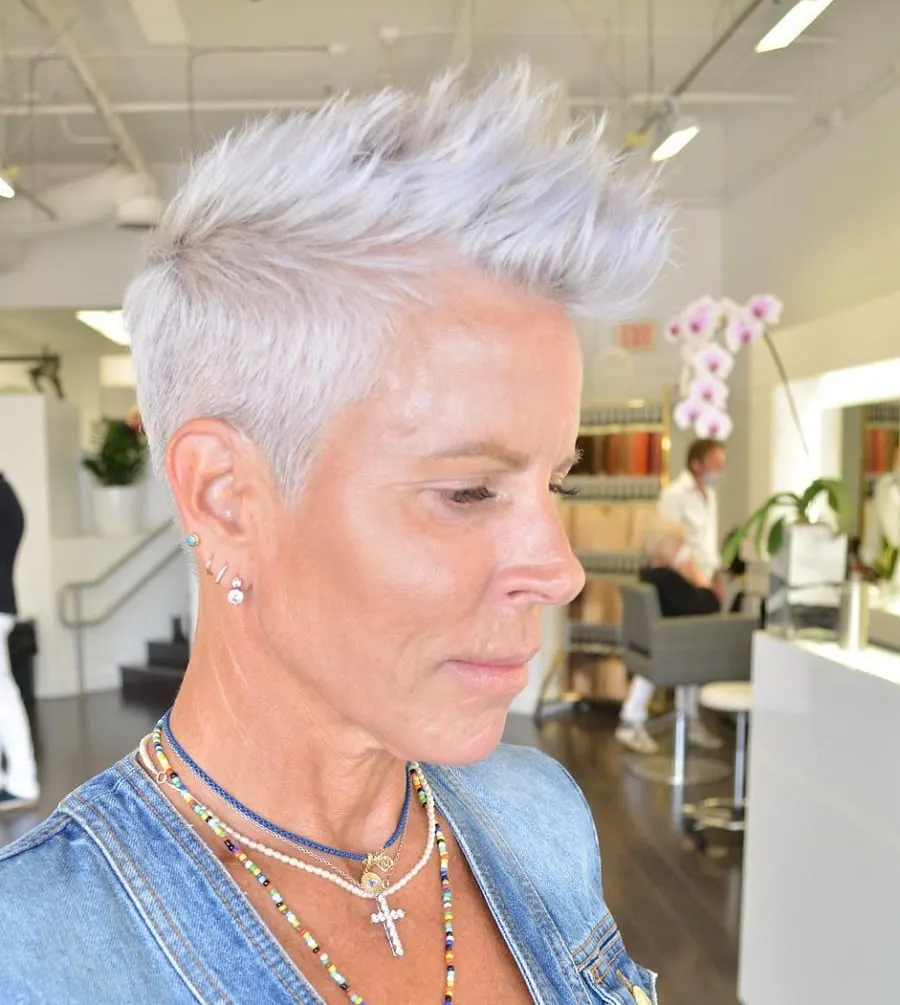 short spiky mohawk hairstyle over 70