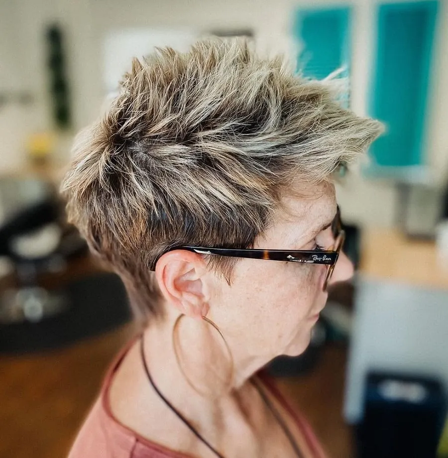 short spiky pixie cut over 70