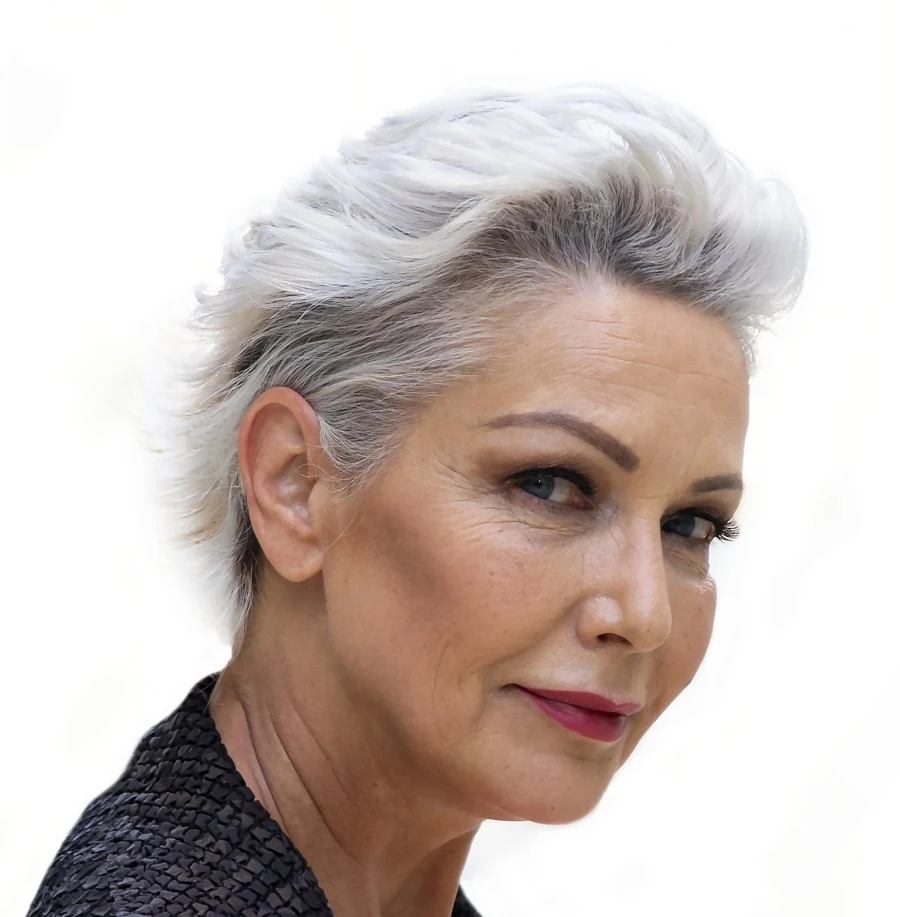 short thin brush back hair for women over 50