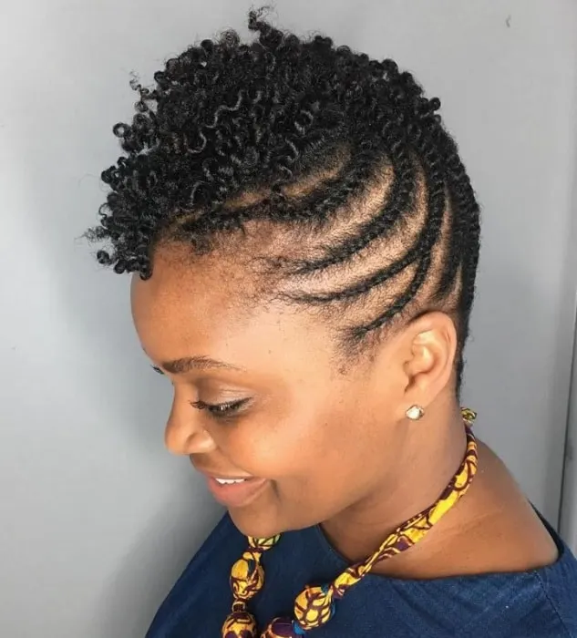 short twist braids on side for women