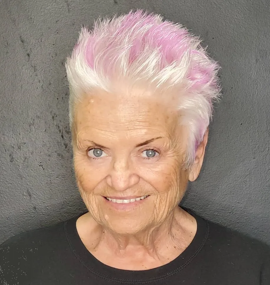 short two tone spiky haircut over 70