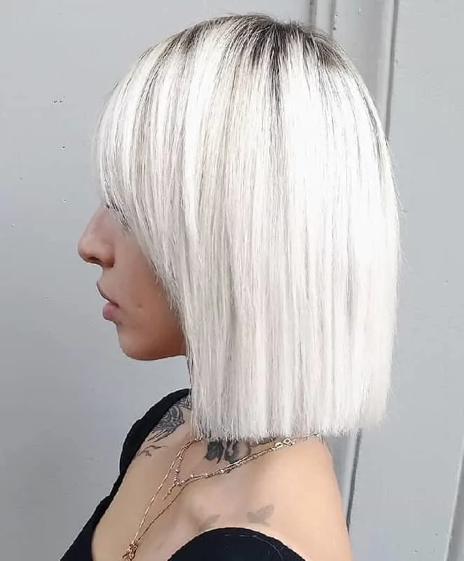 straight white bob haircut for girls