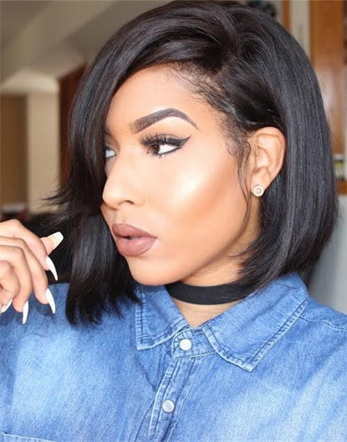 bob with side part bangs for women