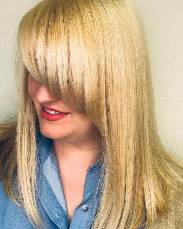 blonde long side bangs