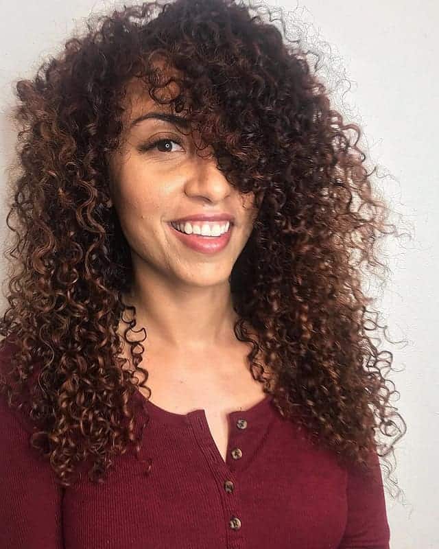 curly long side bangs