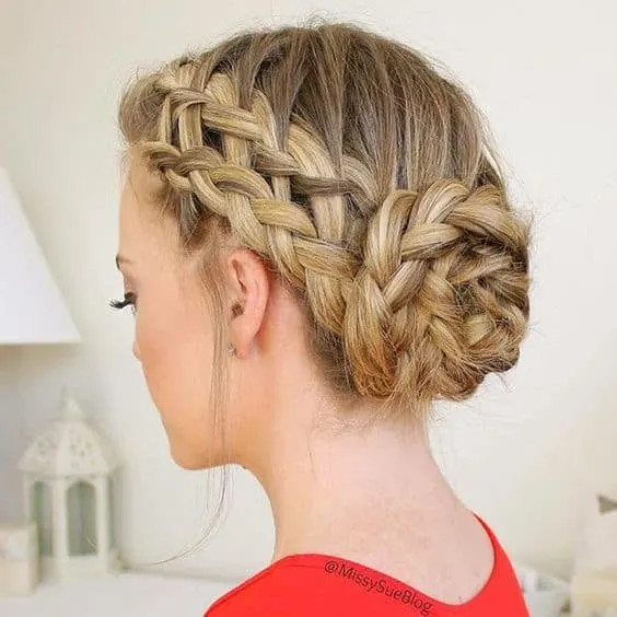 double braided side bun hairstyles