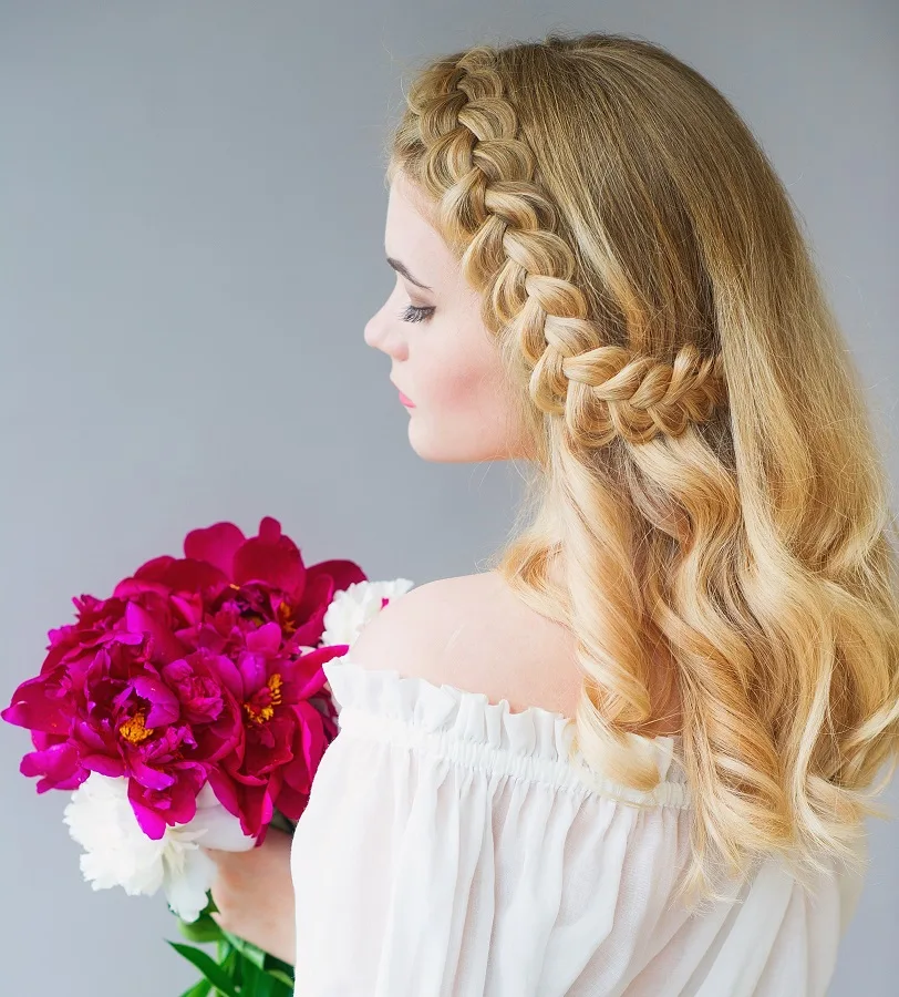 side braided blonde hair