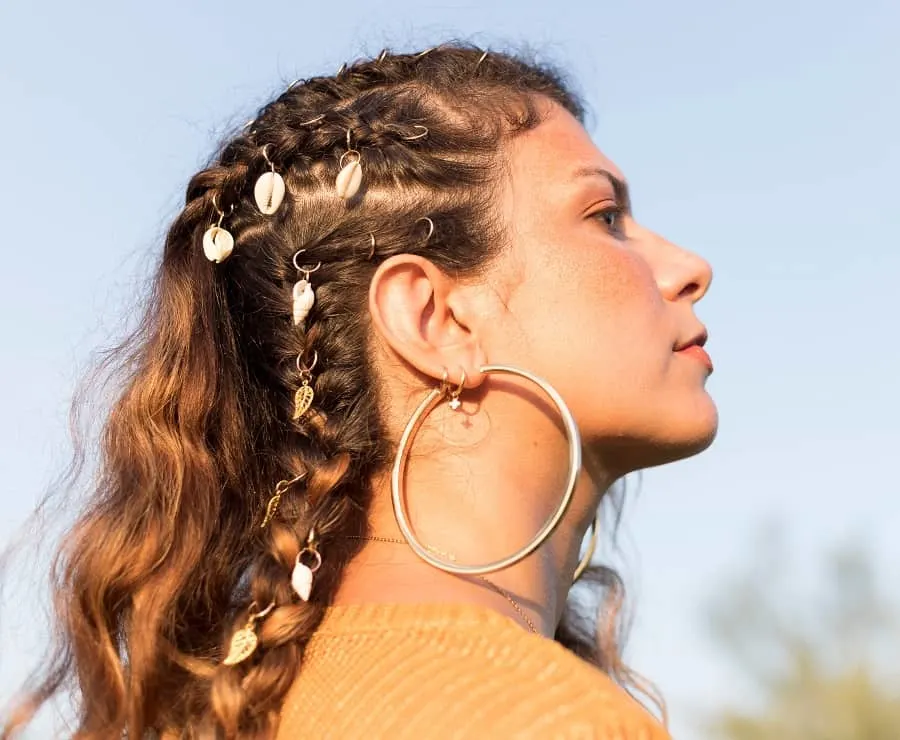 side braids with beads