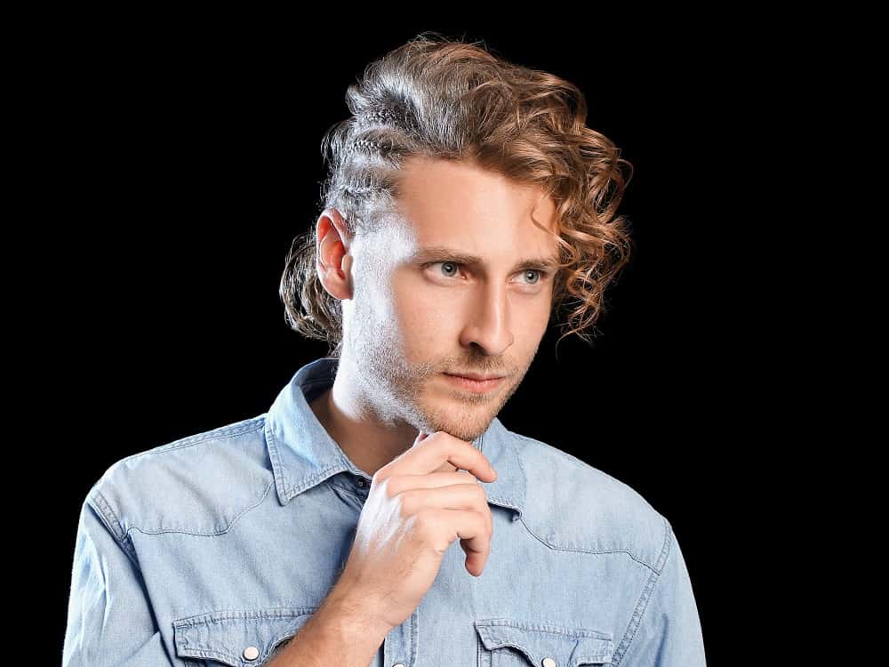 side braids for men with wavy hair