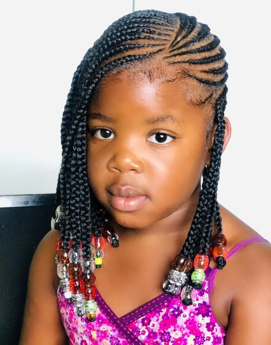 side braids with beads for little girls